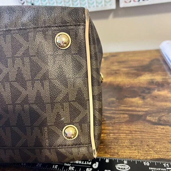 Michael Kors Grayson Signature Satchel – Dark Brown/Beige - Picture 13 of 15